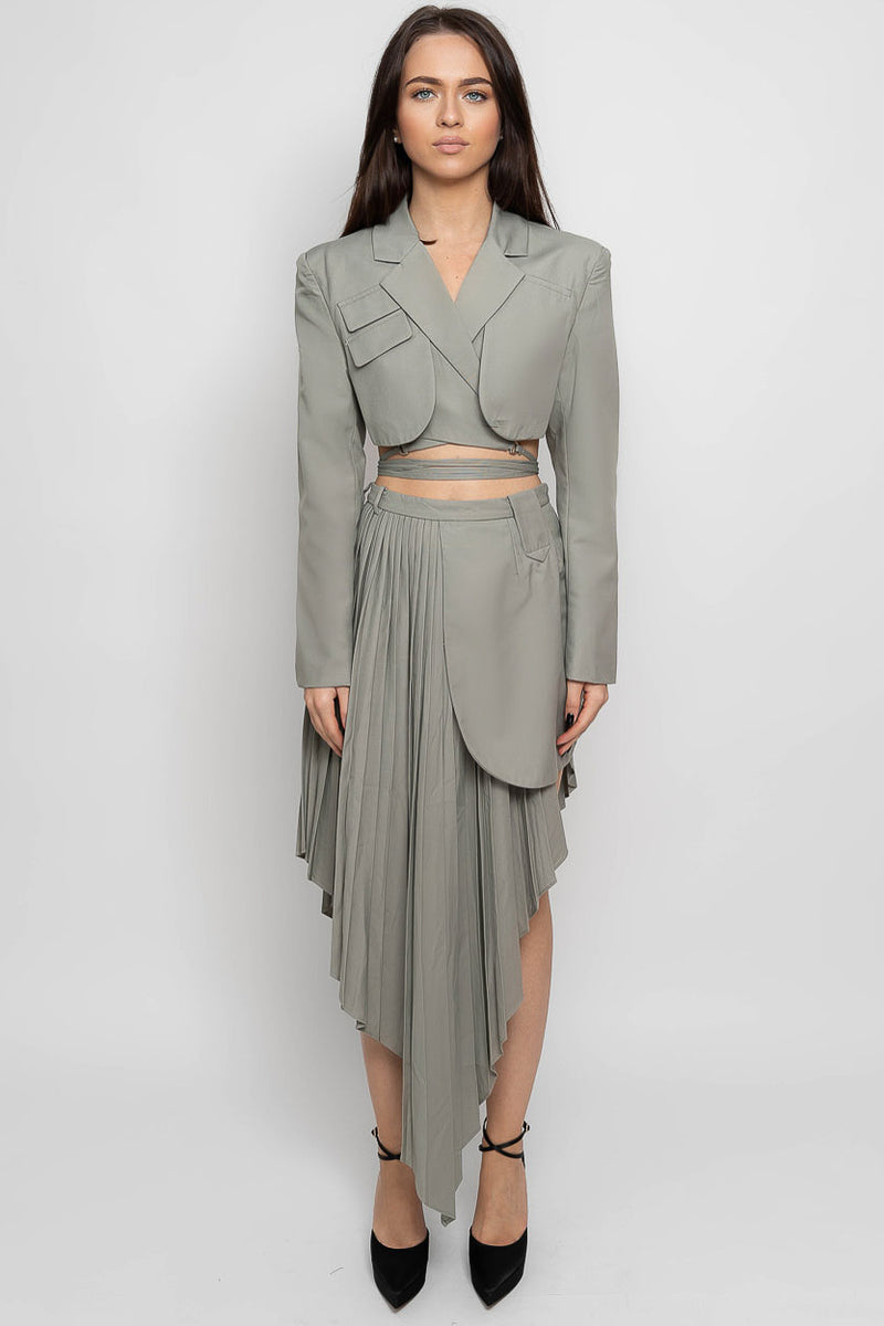 Anna Asymmetrical Skirt Blazer Set
