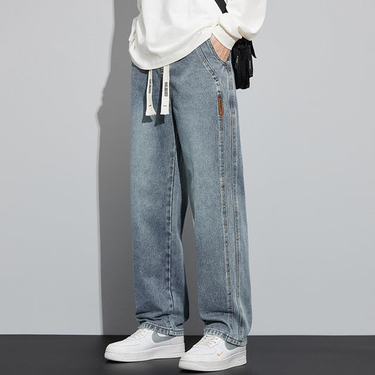 Fleece-lined Thick Loose Straight Jeans