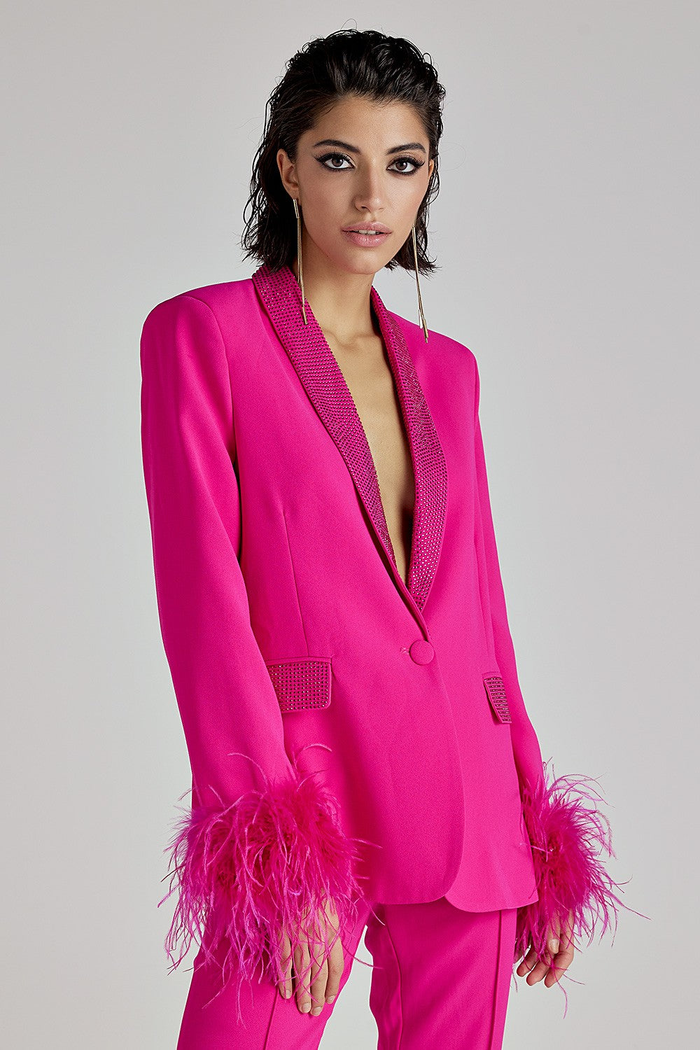 Dawne Blazer With Sequins And Feathers