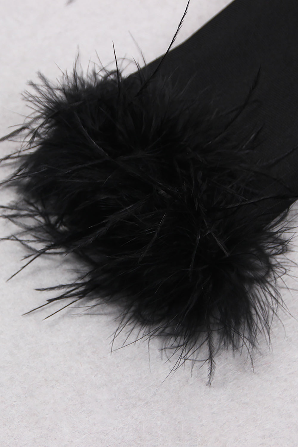 Fuzzy Cuff Feather Long Sleeve Bandage Blazer Dress