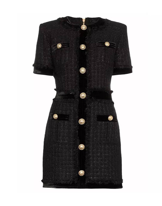 Willa Wool Velvet Buttons Dress