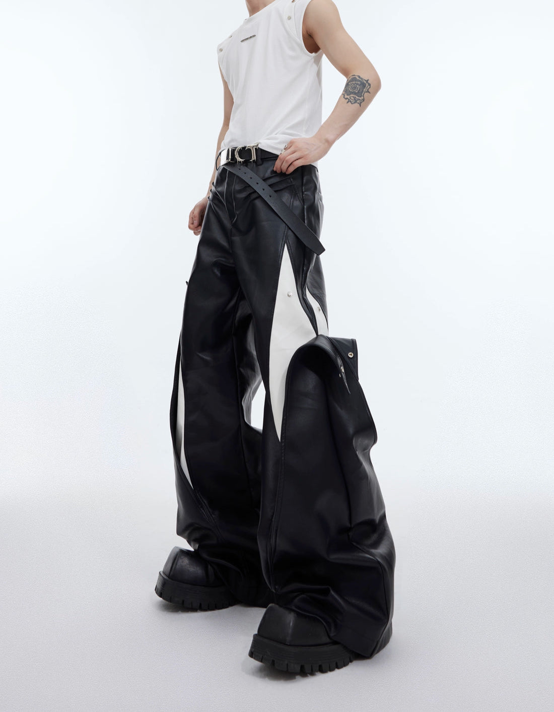 Deconstructed Split Leather Pants
