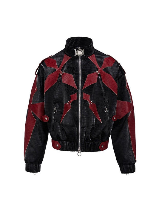 Contrasting Rivet Leather Jacket