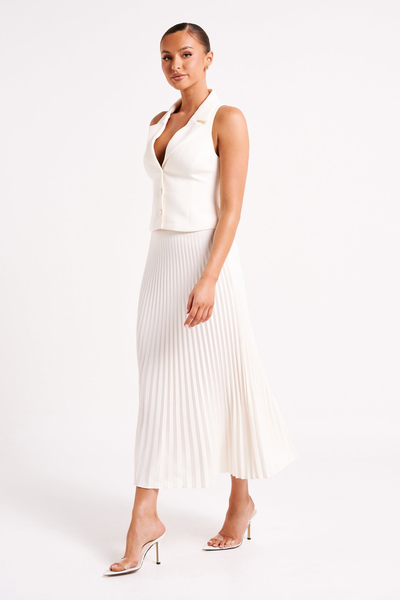 Pleated Top And Maxi Skirt Suit