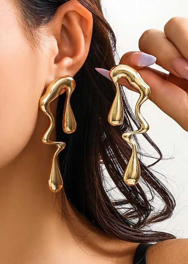 Geometric Melted Metallic Waterdrop Earrings