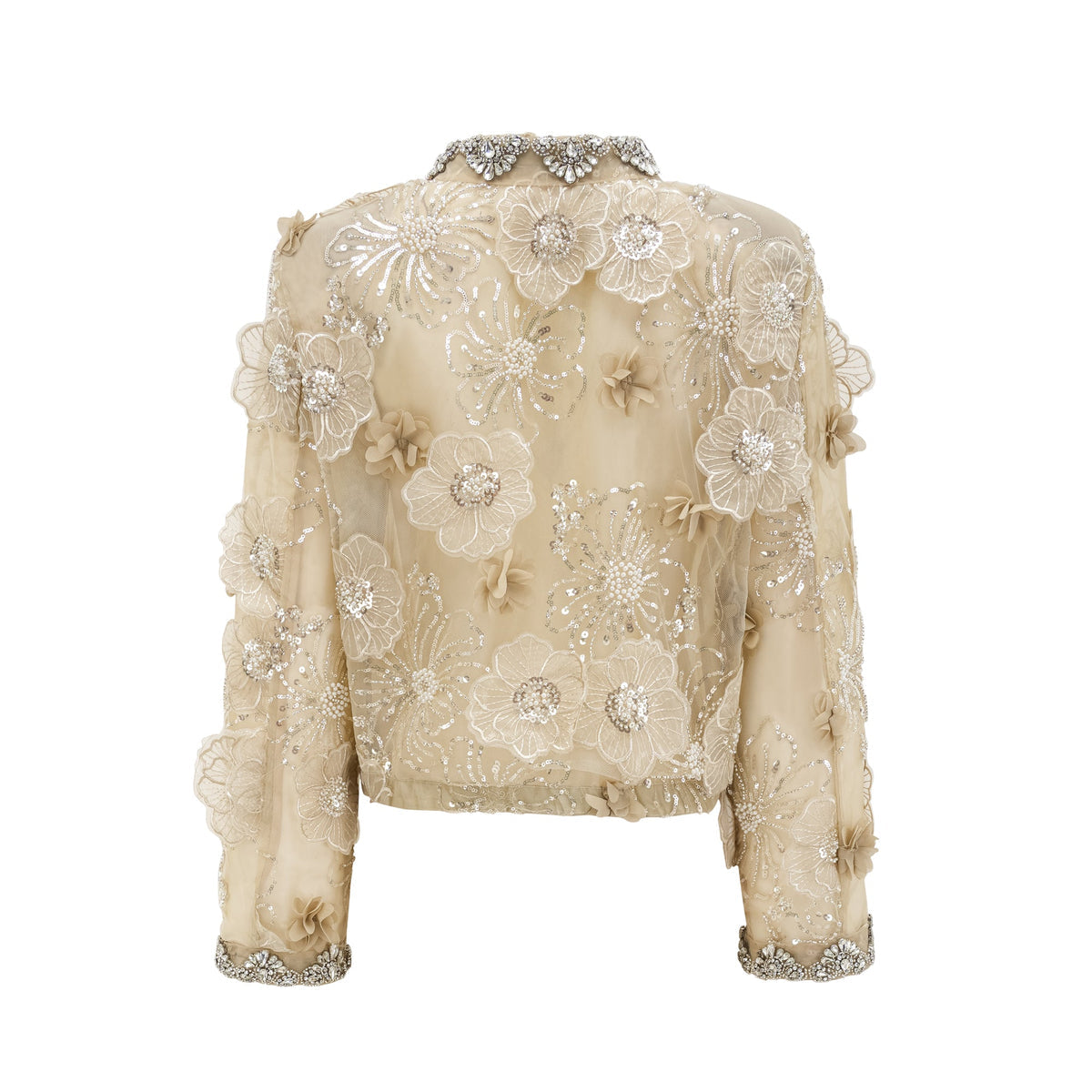 Luxury Embroidered Flowers Pearls Sequin Cardigan Jacket