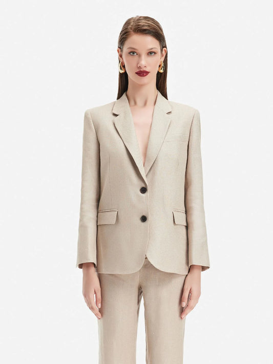 Minimalist French Linen Blazer And Pant Set