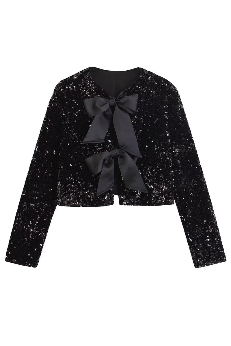 Ties Sequined Cardigan Jacket