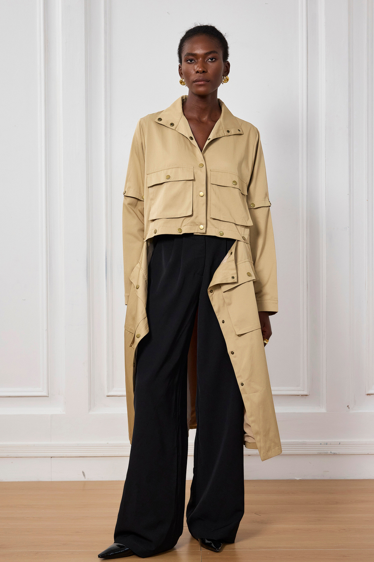 Detachable Pocket Trench Coat