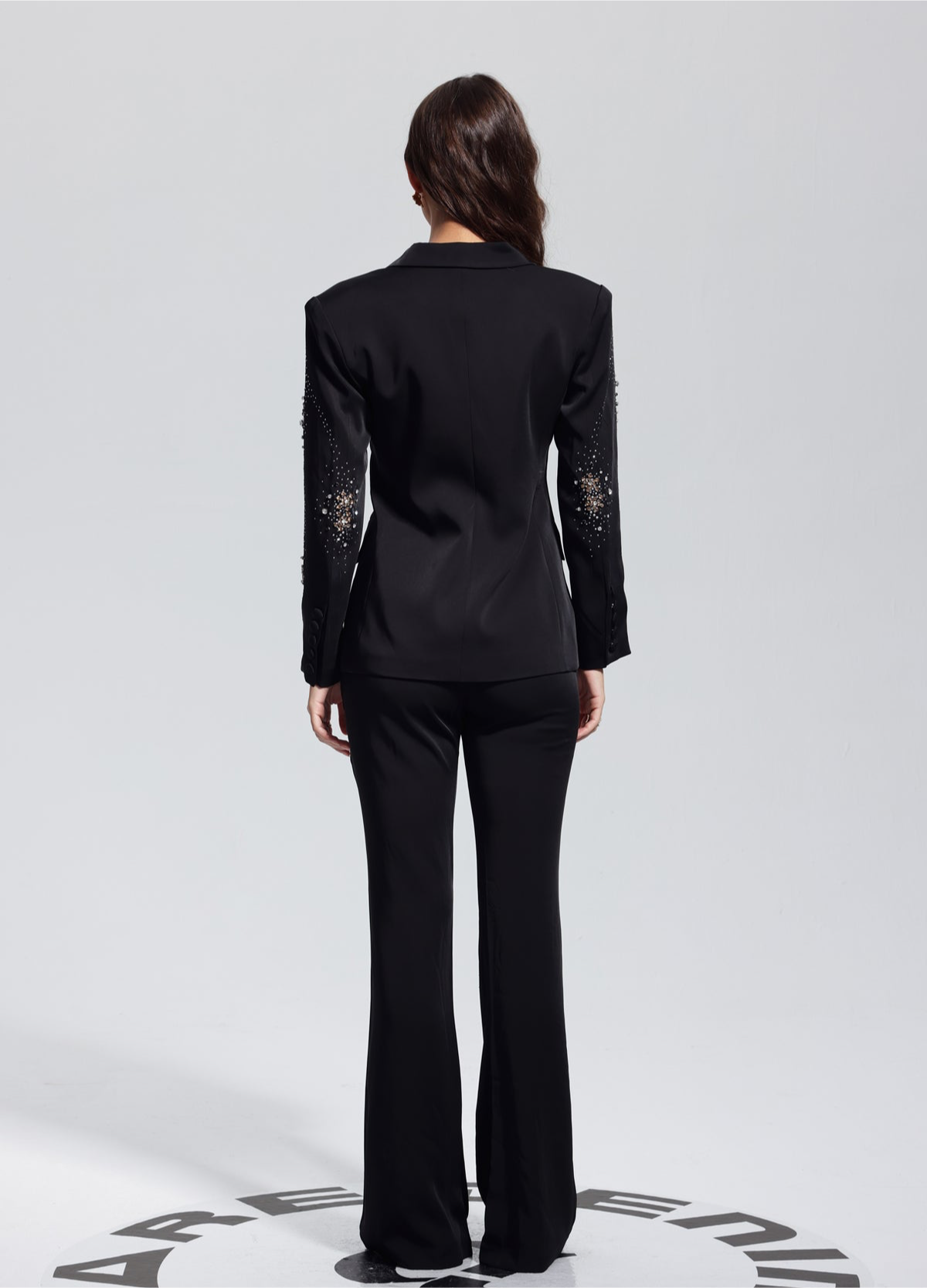 Rhinestone Blazer And Pant Suit Set