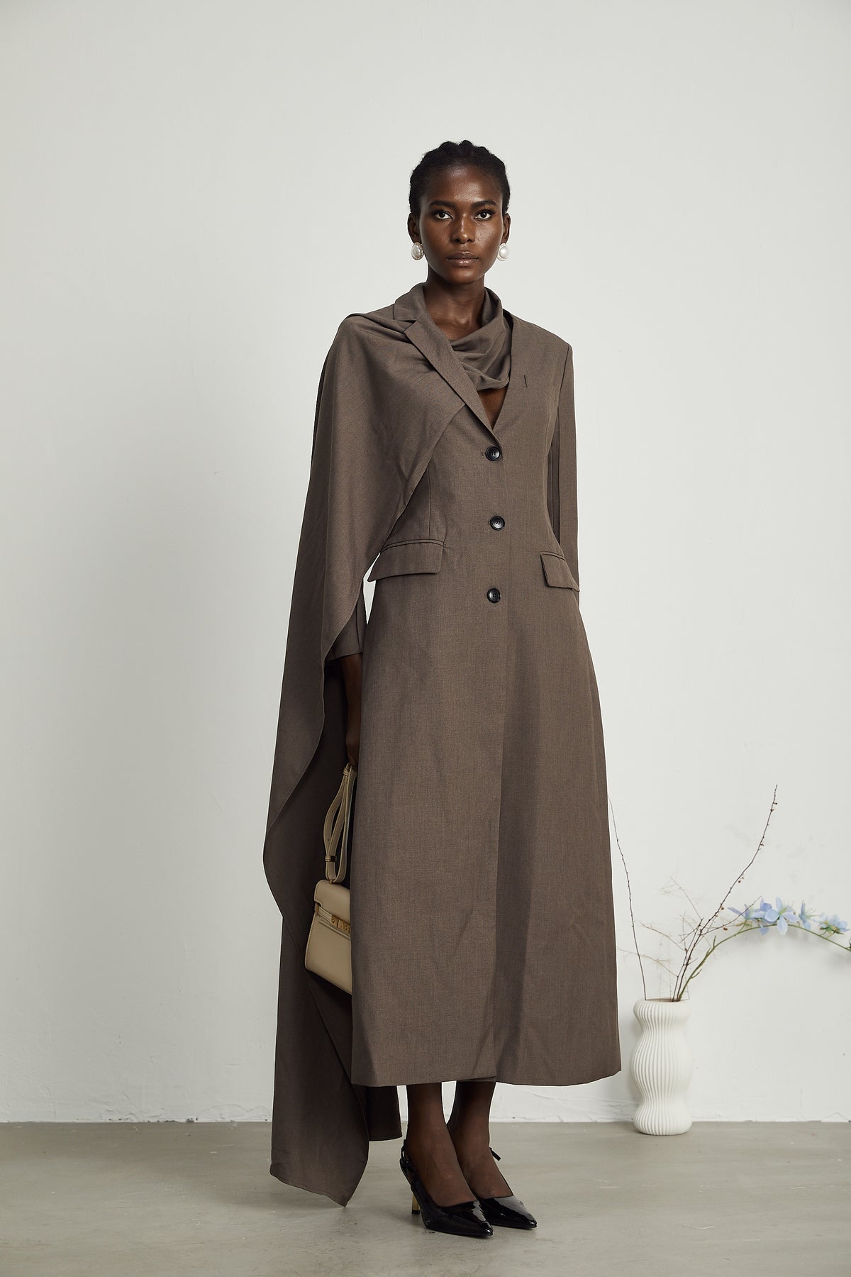 Scarf Neck Shawl Trench Coat