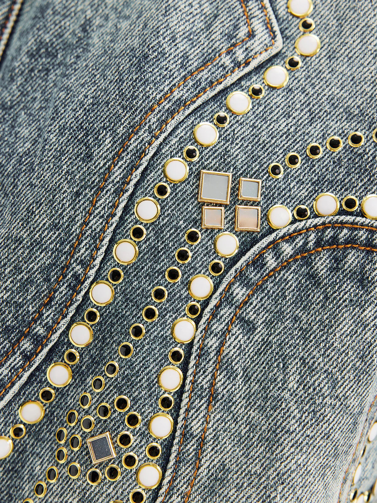 Retro Embellishmed Studded Denim Jacket