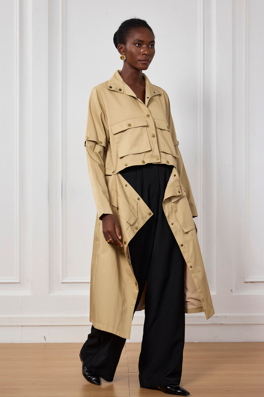 Detachable Pocket Trench Coat