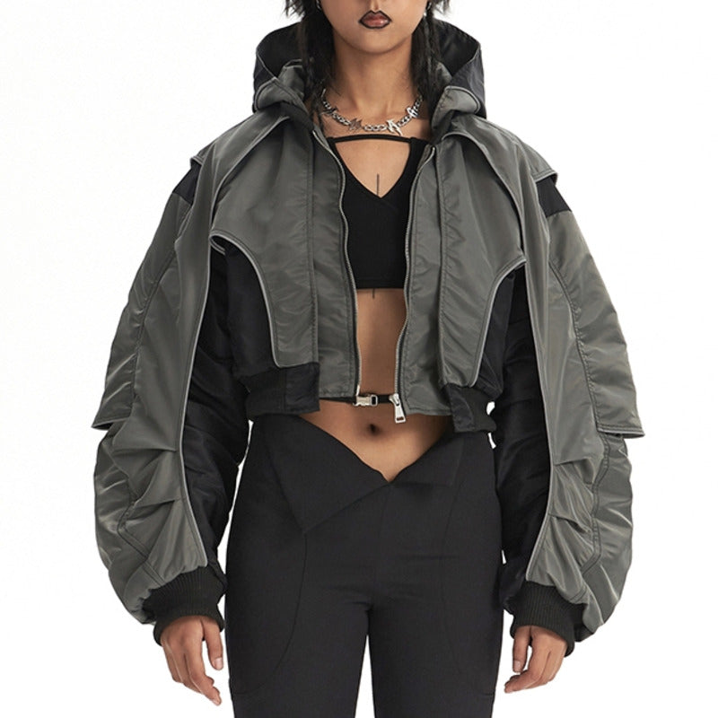 Hooded Reflective Bomber Jacket