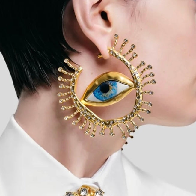 Eyes Rhinestone Exaggerate Retro Earrings