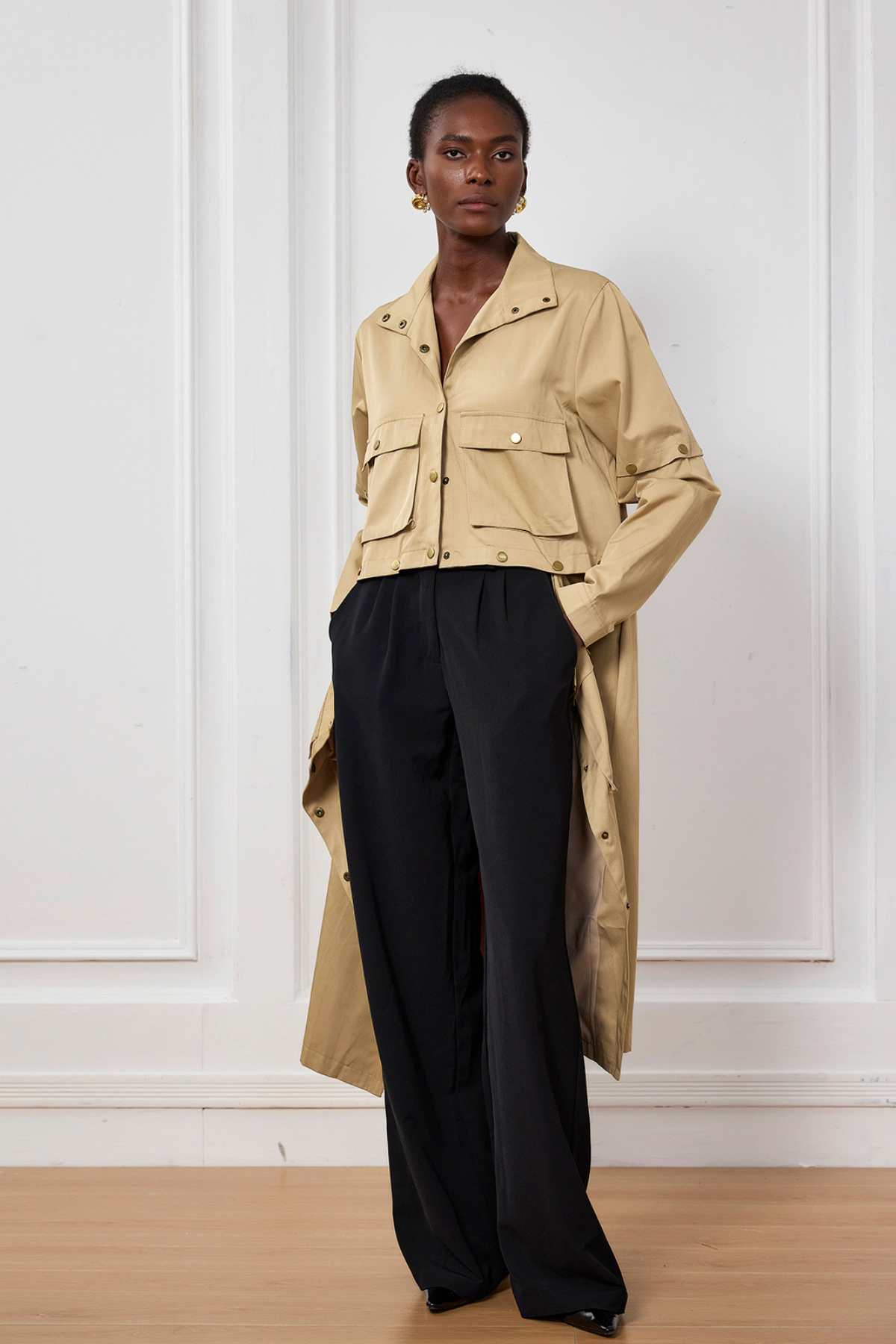 Detachable Pocket Trench Coat