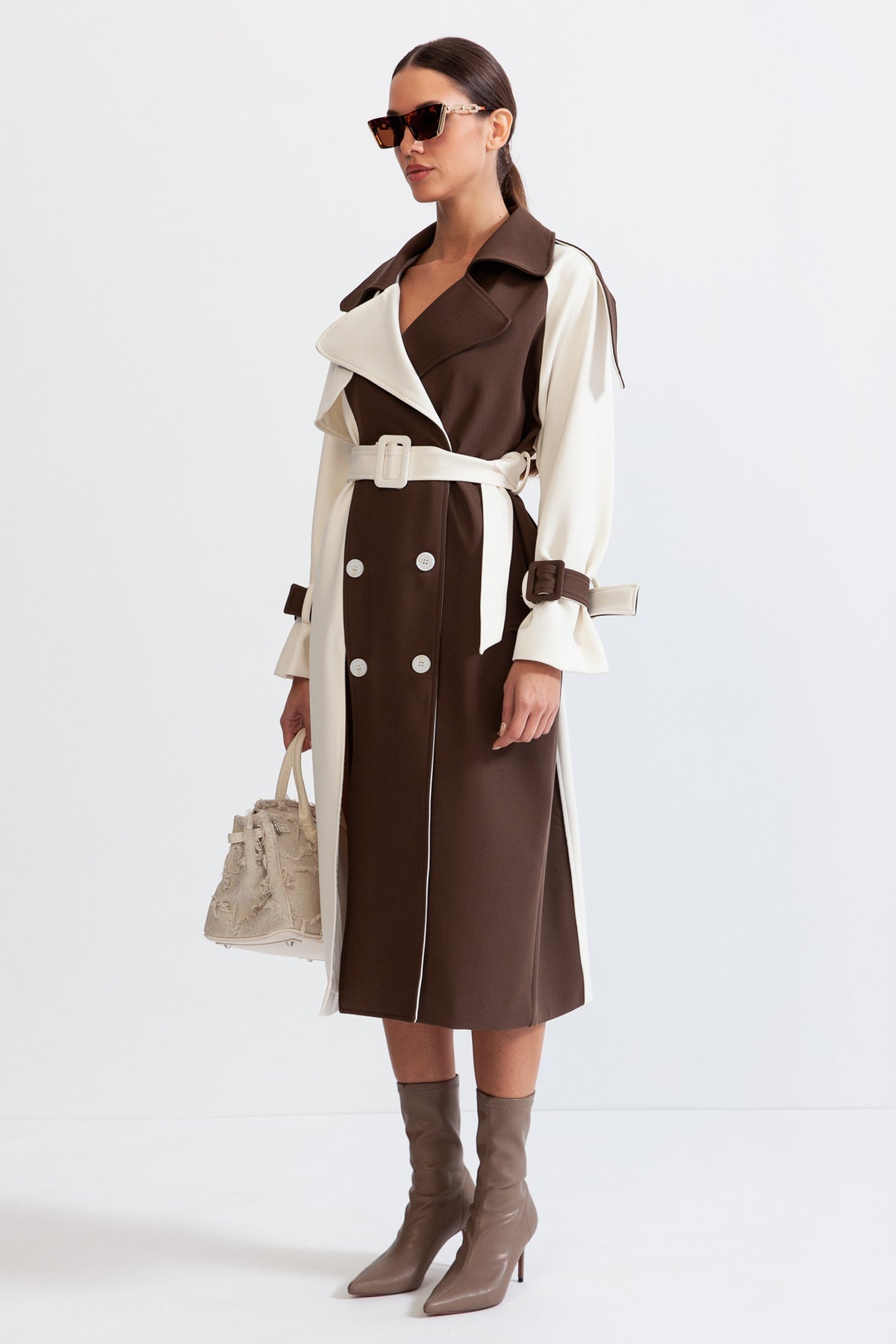 Bianca Belted Contrast Coat