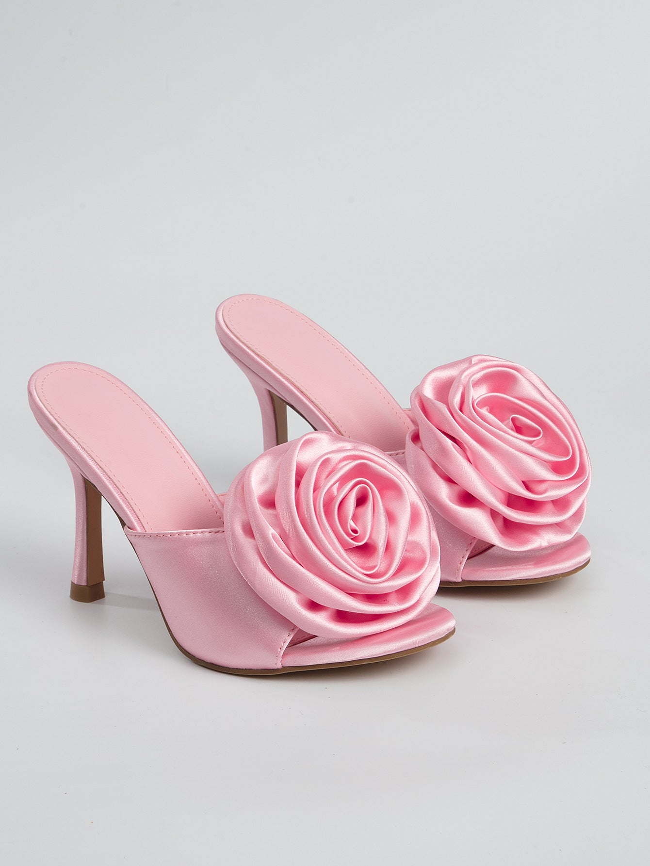 Satin Rose High Heel Sandals