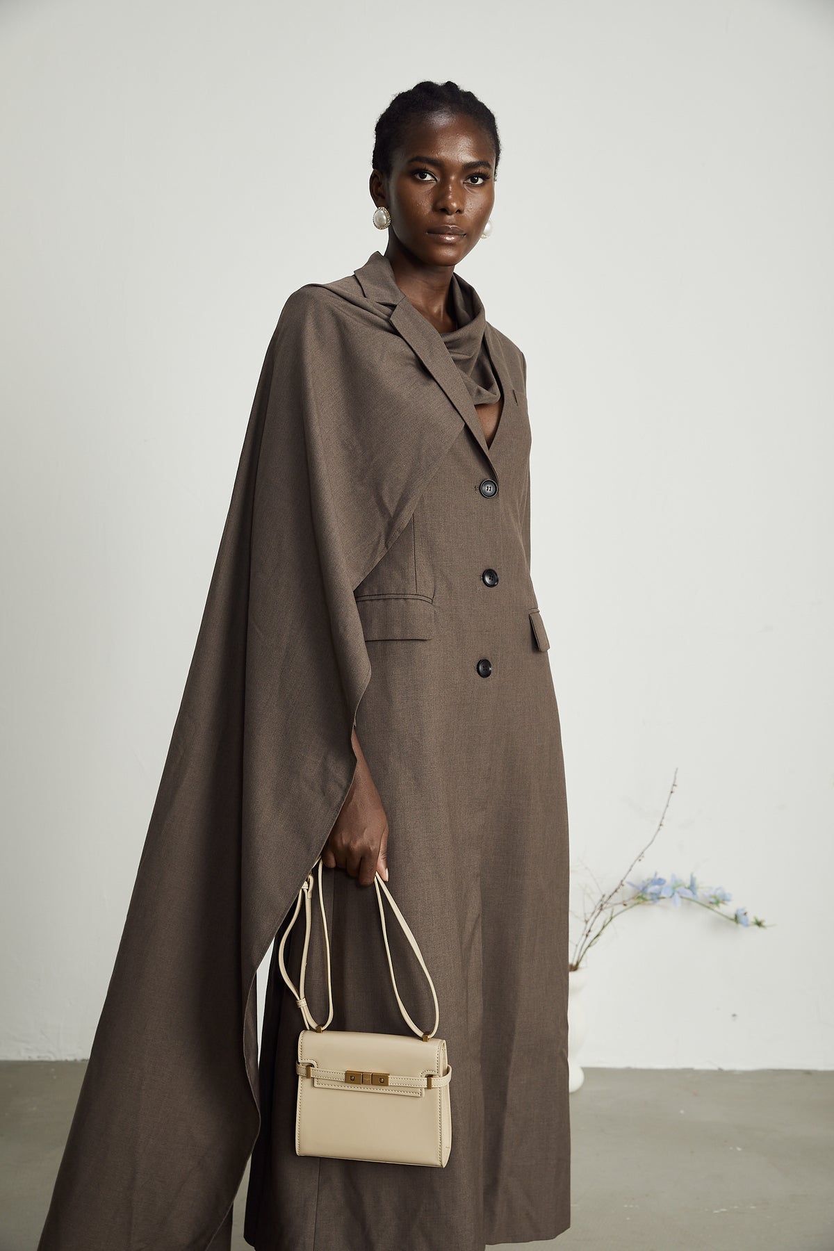 Scarf Neck Shawl Trench Coat