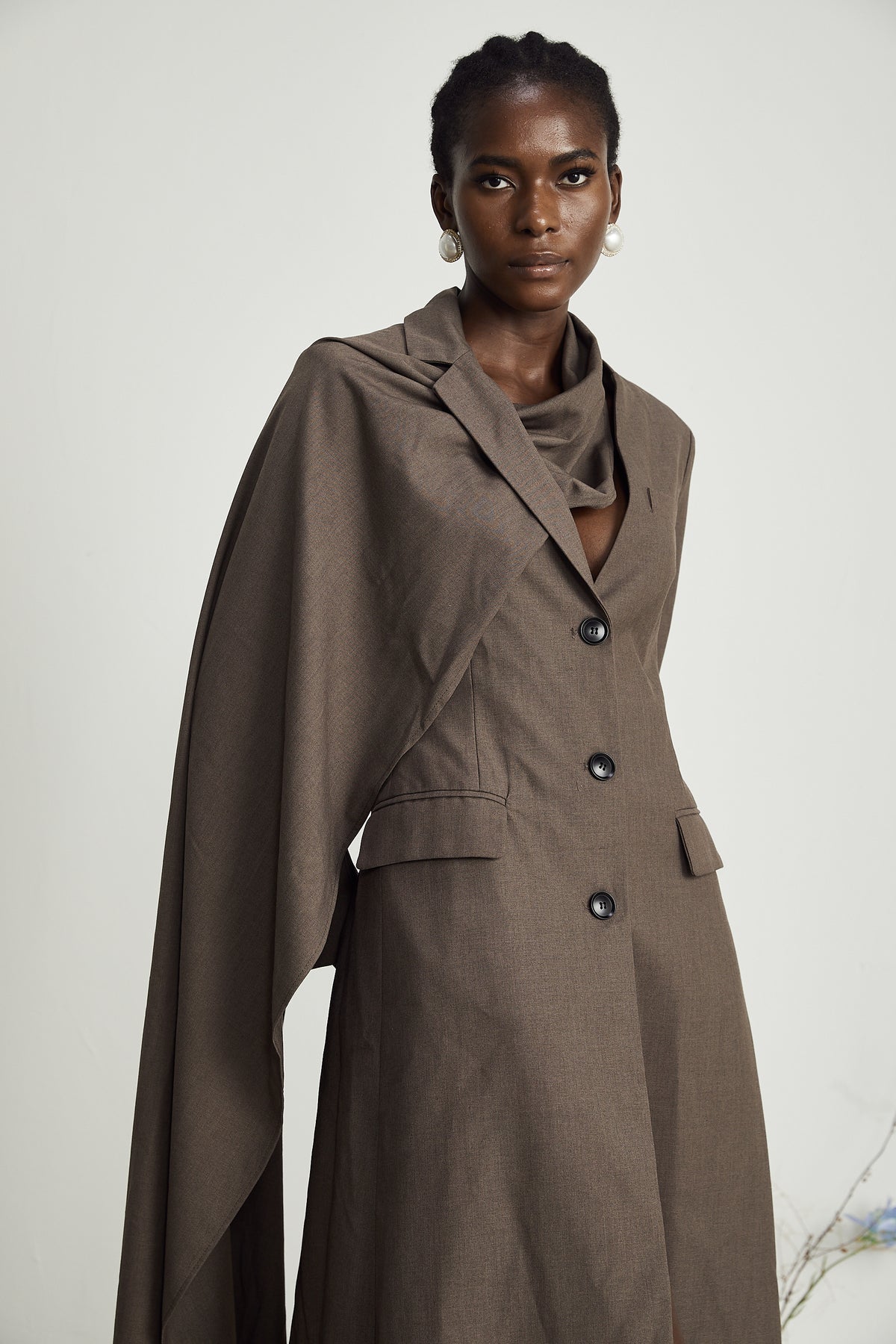 Scarf Neck Shawl Trench Coat