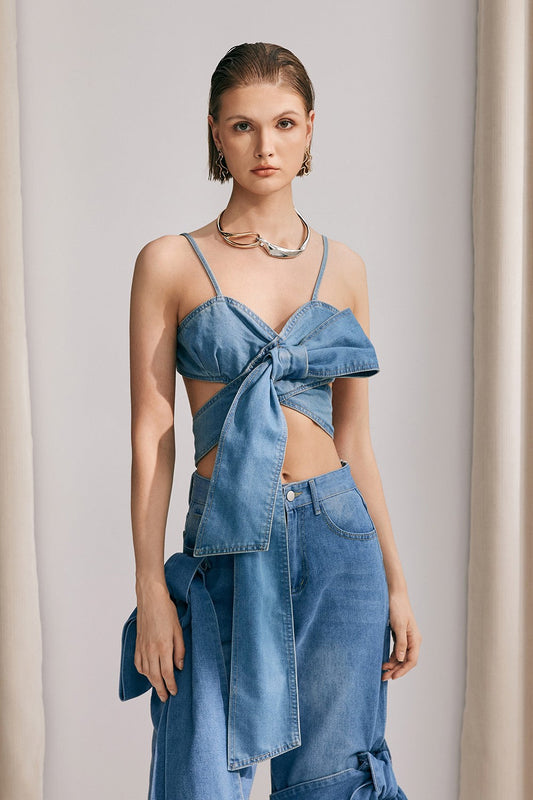 Bow Knot Denim Top