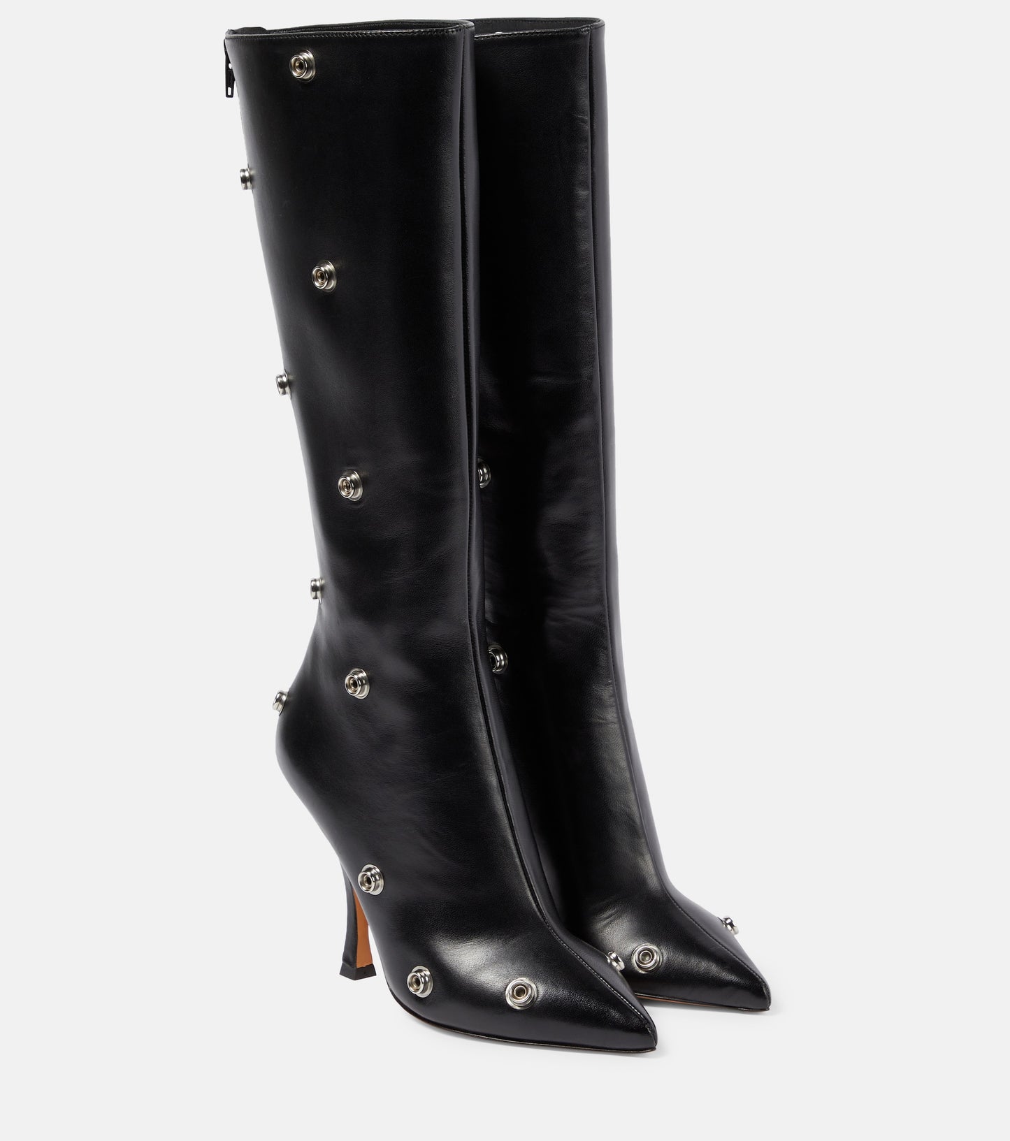 Ruched Knee-High Metal Buttons 2-in-1 Boots