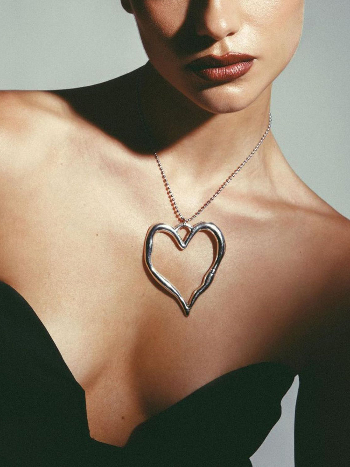 Large Hollow Heart Necklace