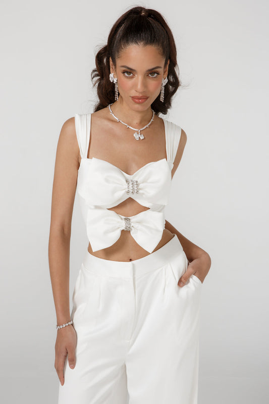 Satin Bow Diamond Detailing Top