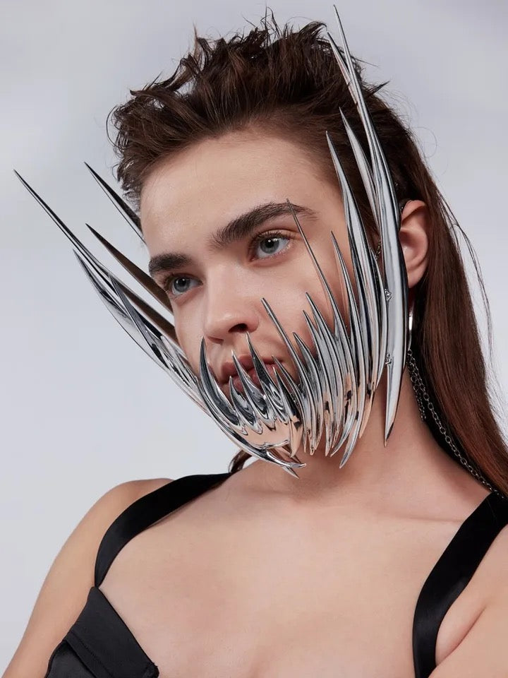 Futuristic AI Face Jewellery Mask