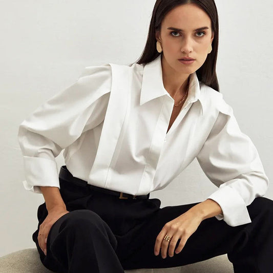 Weronica White Pleated Detailing Shirt