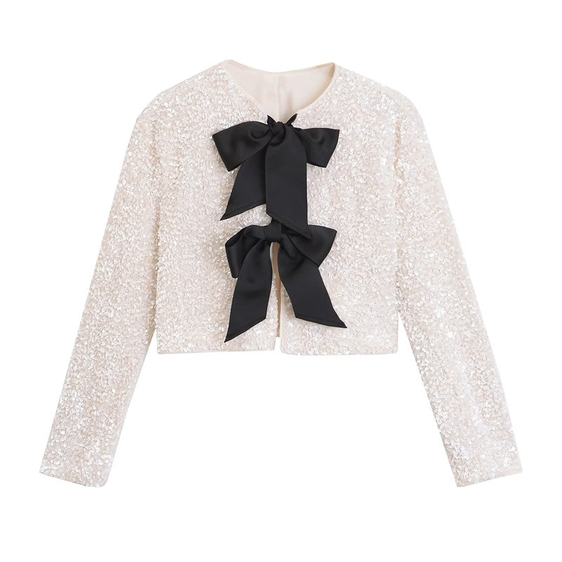 Ties Sequined Cardigan Jacket